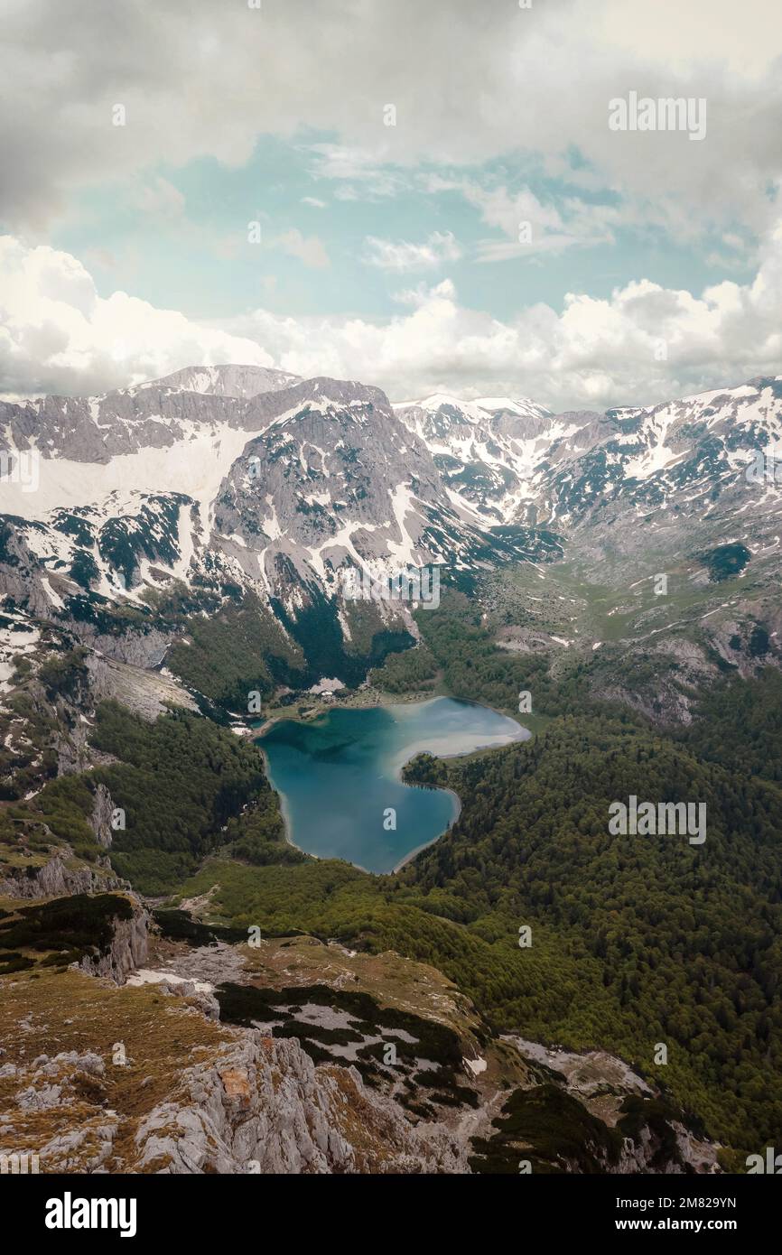 Trnovacko Lake and Albanian Alps taken in June 2022 Stock Photo