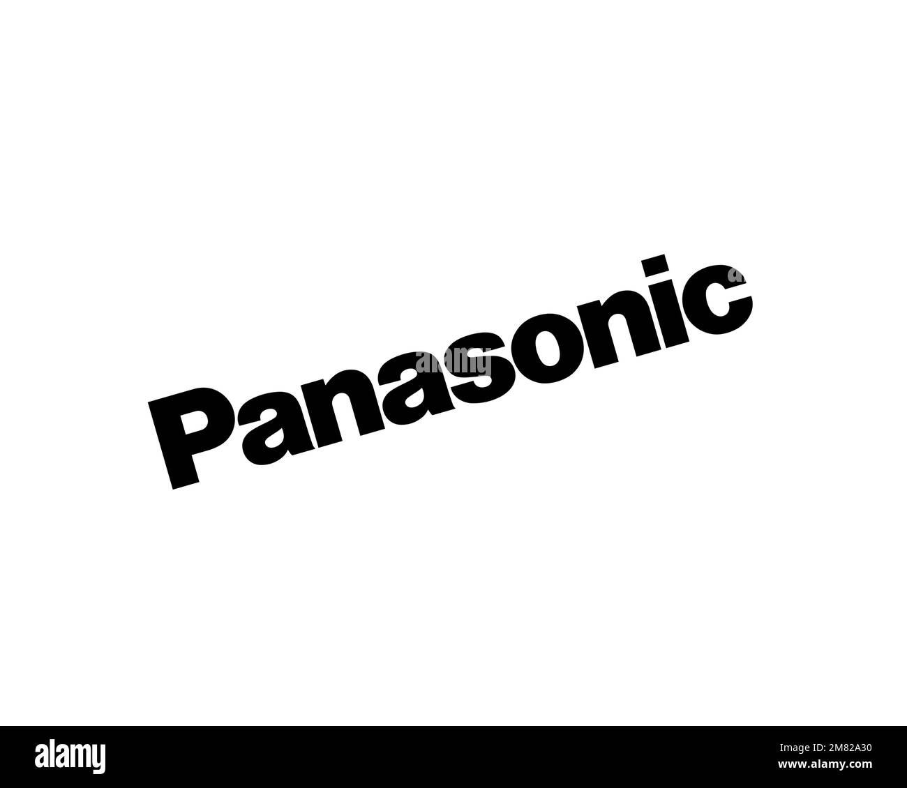 Panasonic, rotated logo, white background Stock Photo