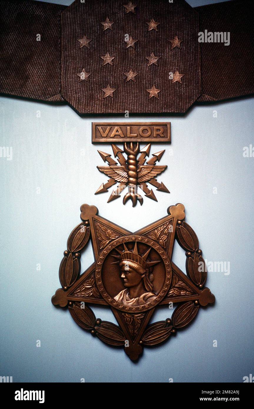 A large-scale replica of the U.S. Air Force Medal of Honor that is on ...
