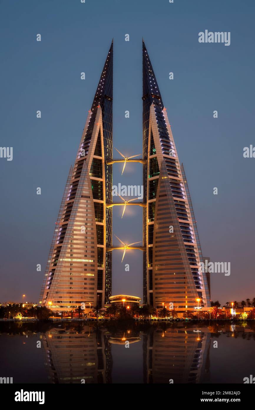 Manama, Bahrain skyline at night taken in April 2022 Stock Photo