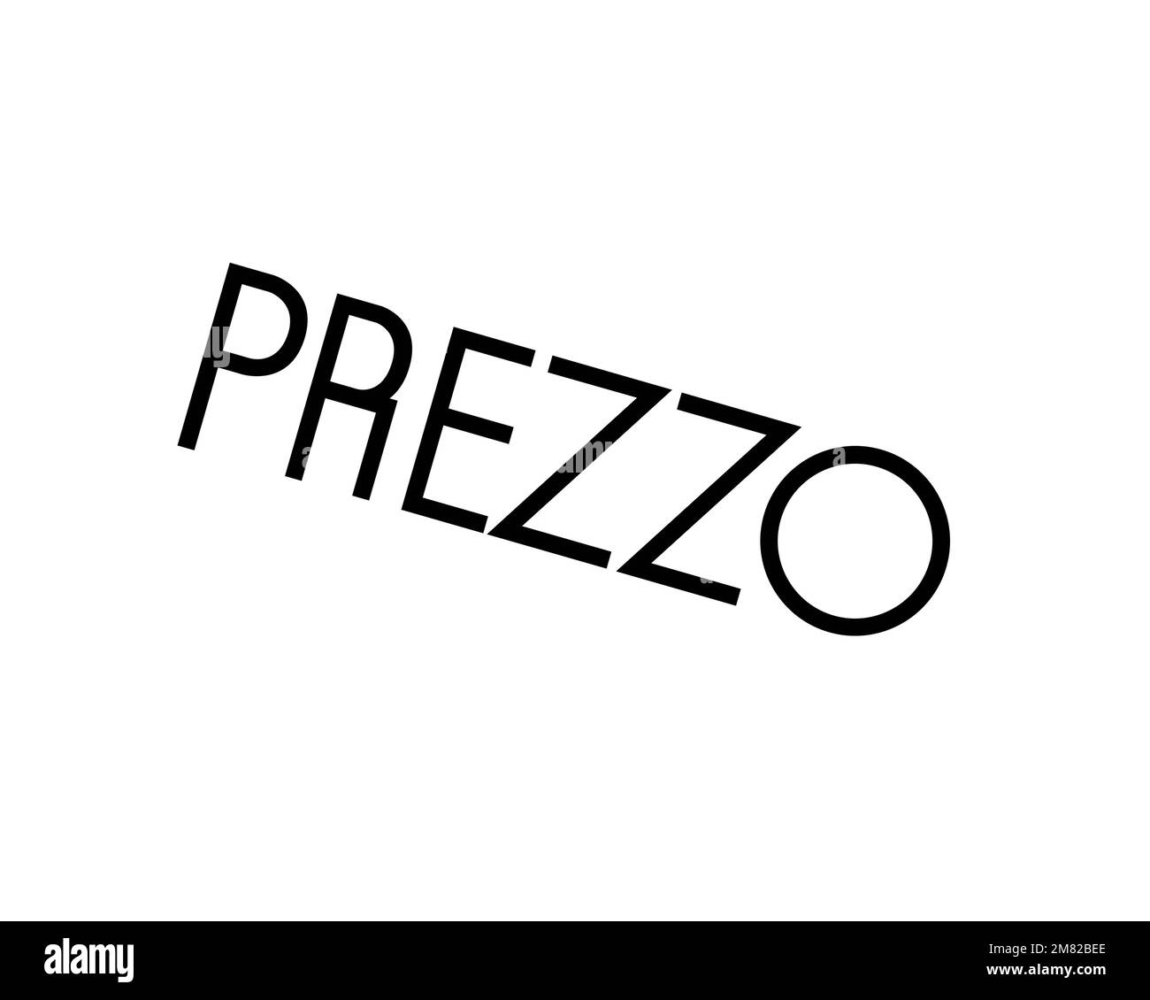 Prezzo restaurant, rotated logo, white background B Stock Photo