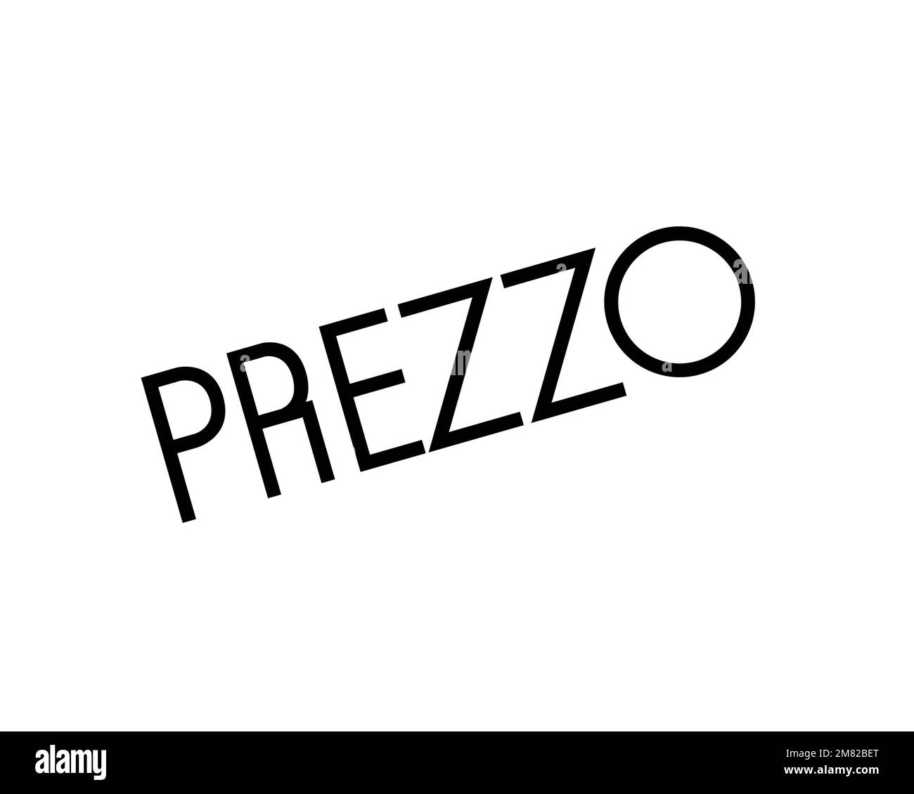 Prezzo restaurant, rotated logo, white background Stock Photo
