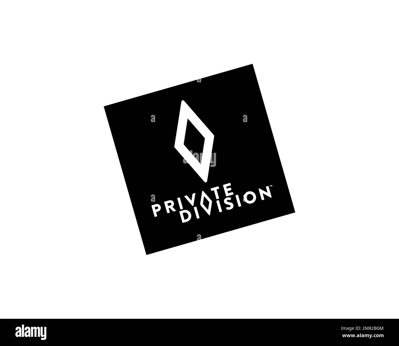 Private Division, Rotated Logo, White Background Stock Photo
