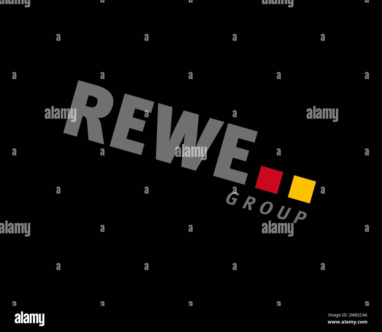 REWE Group, rotated logo, black background B Stock Photo - Alamy