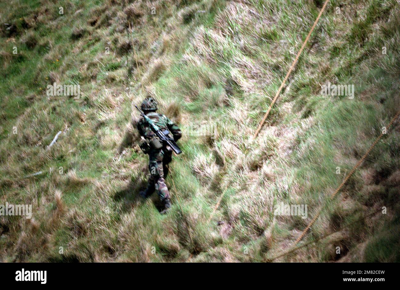 A member of the 2nd Ranger Battalion, U.S. Army, participates in the re ...