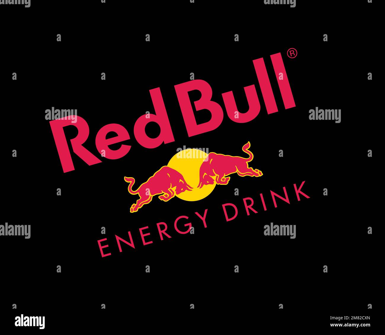 Red Bull, rotated logo, black background Stock Photo Alamy