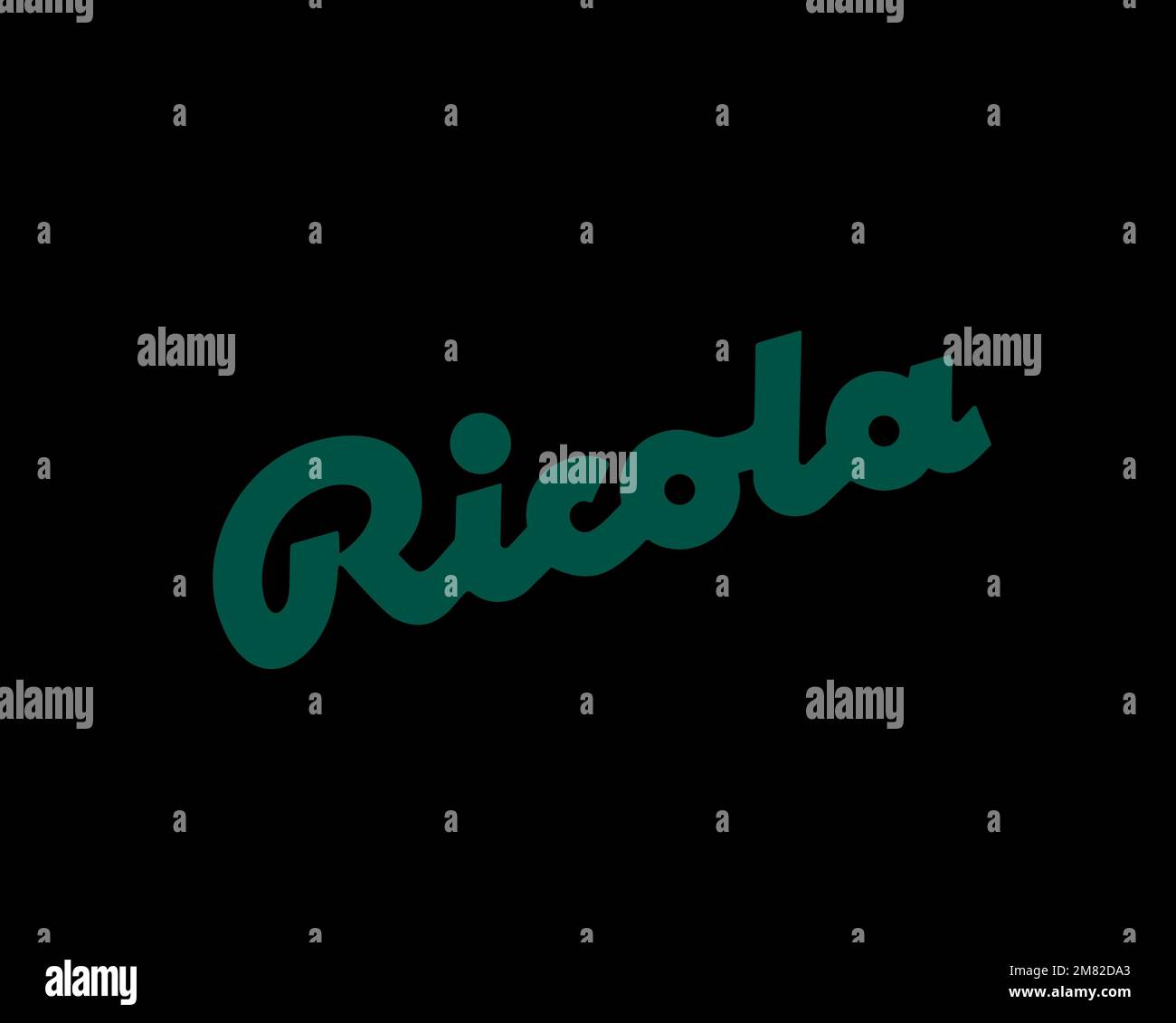 Ricola, rotated logo, black background Stock Photo - Alamy