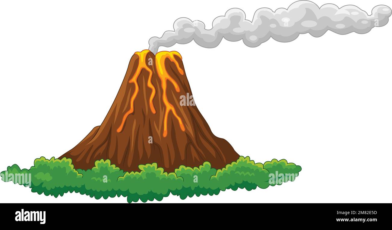 Volcano island erupting with lava Stock Vector