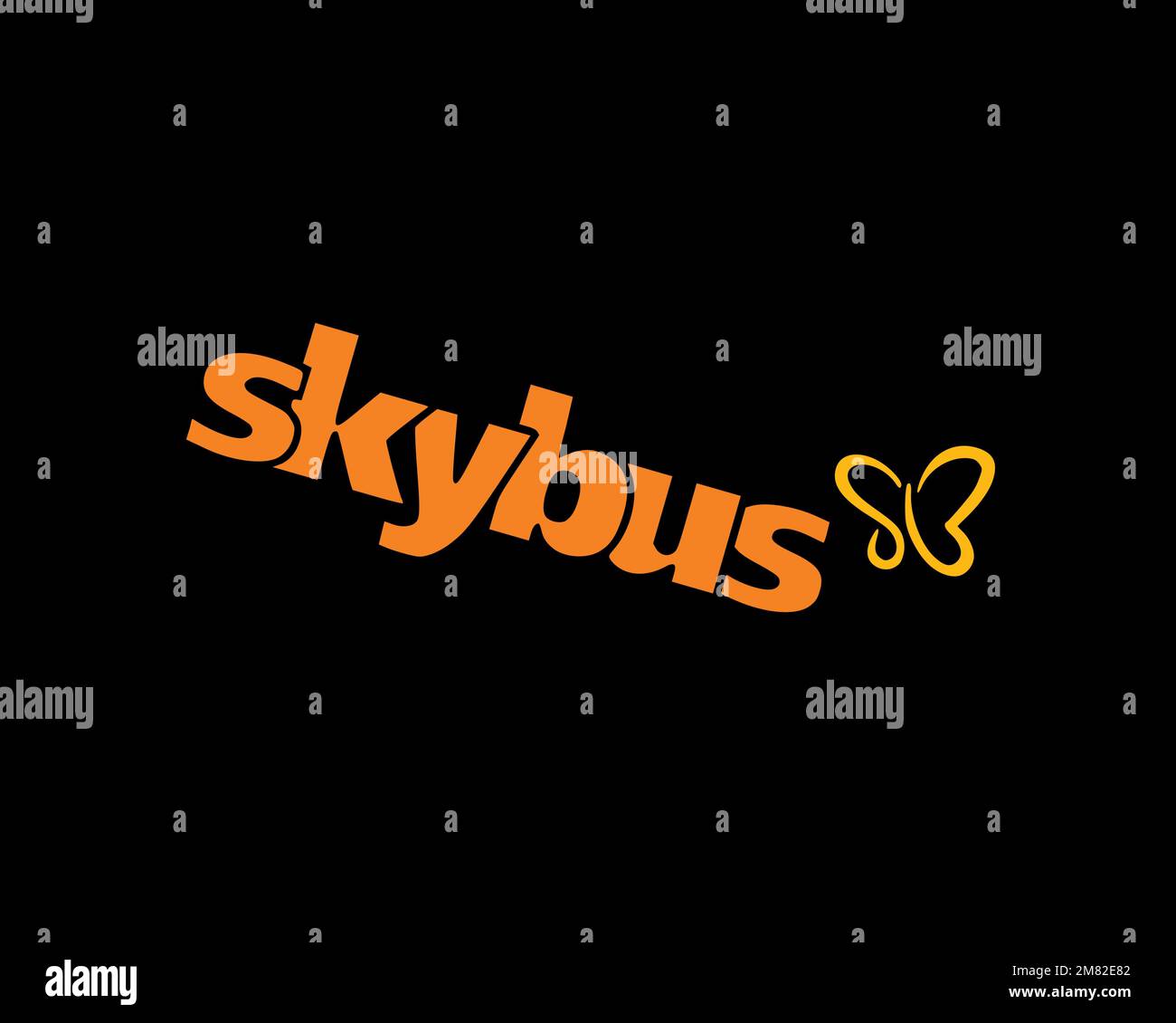 Skybus Airline, rotated logo, black background B Stock Photo Alamy