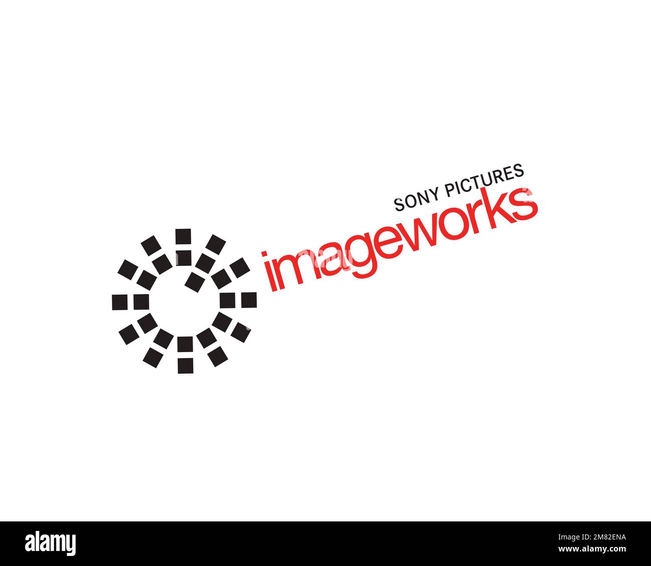 Sony Pictures Imageworks, rotated logo, white background Stock Photo