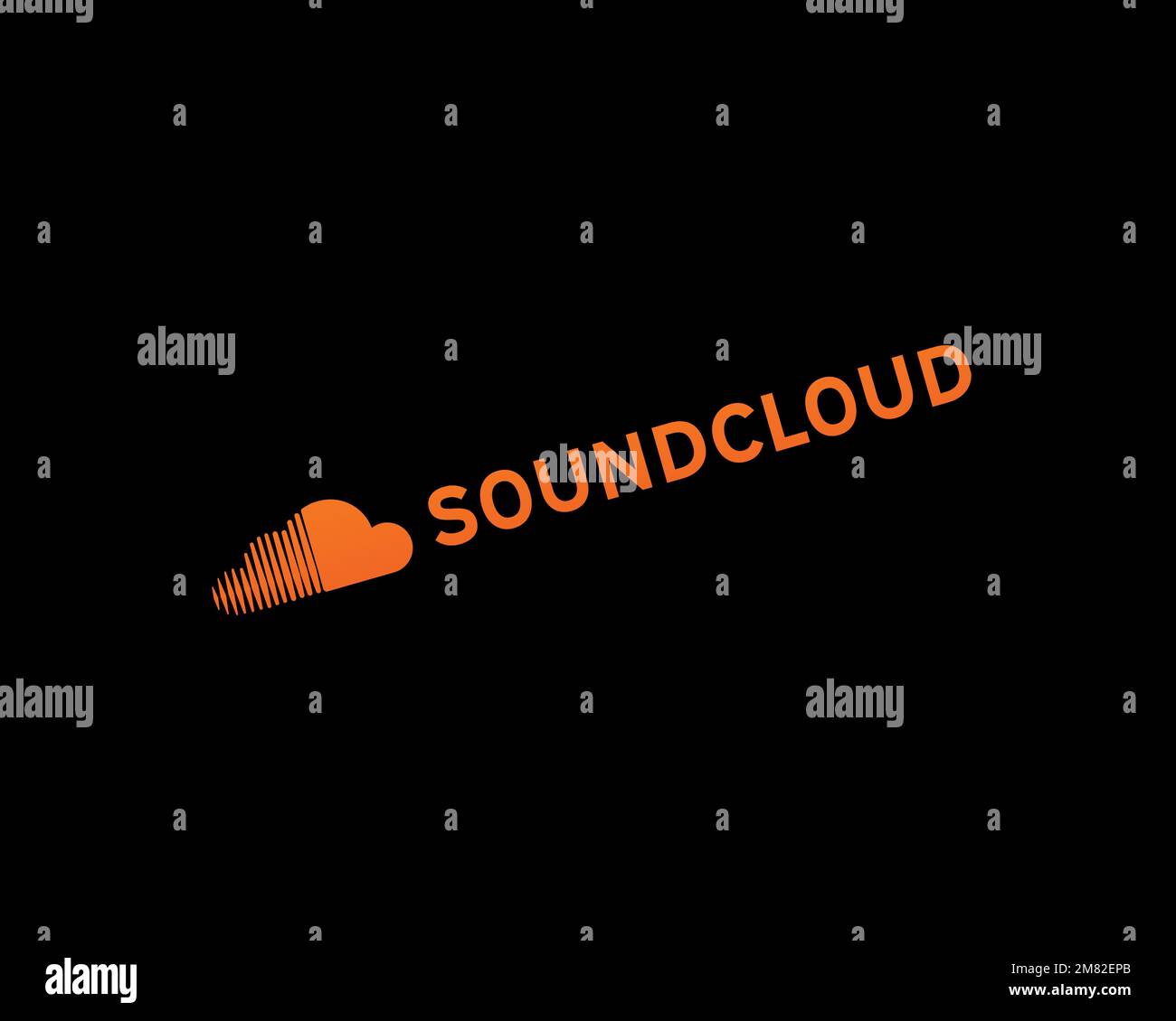 SoundCloud, rotated logo, black background Stock Photo - Alamy
