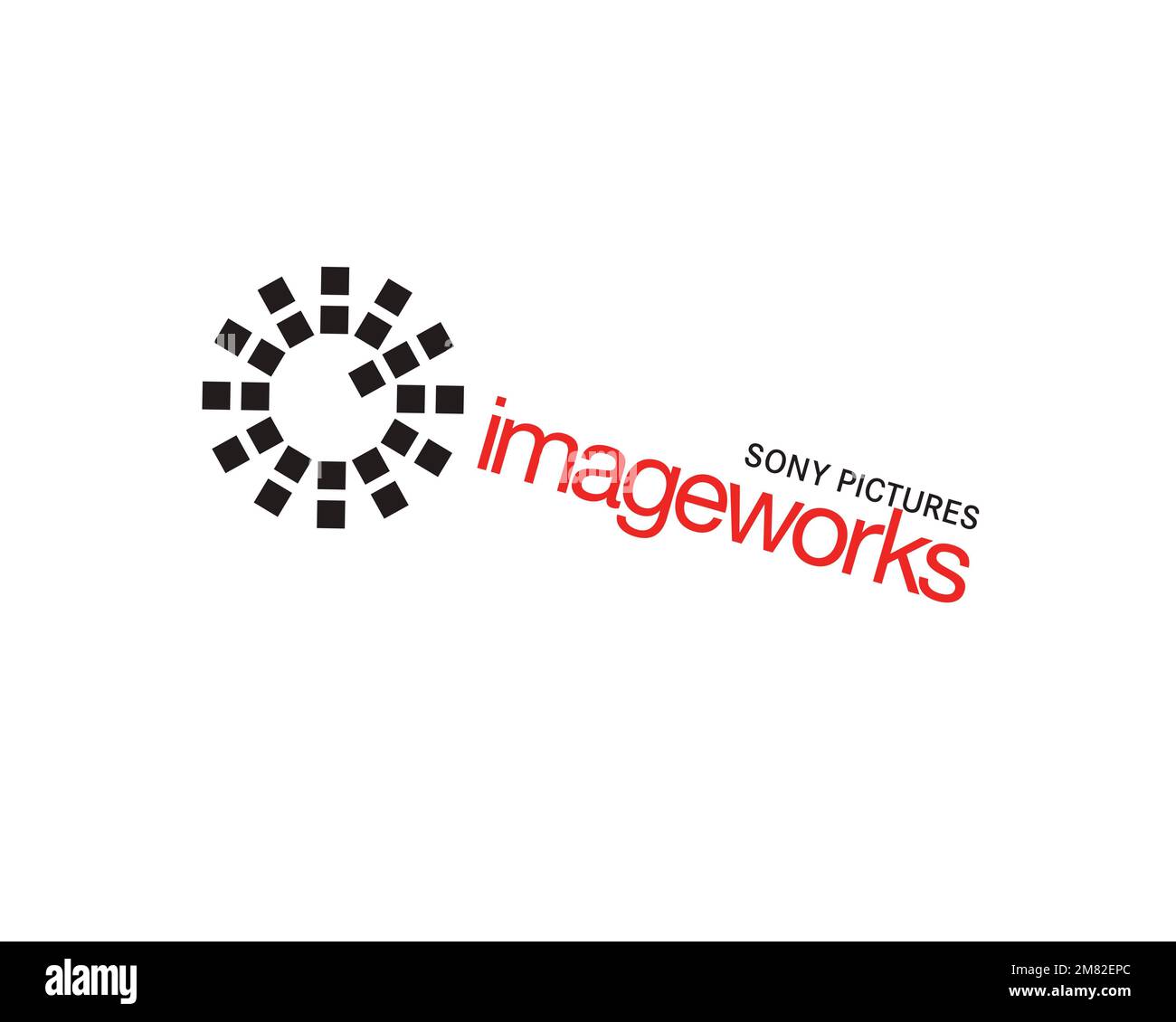 Sony Pictures Imageworks, rotated logo, white background B Stock Photo
