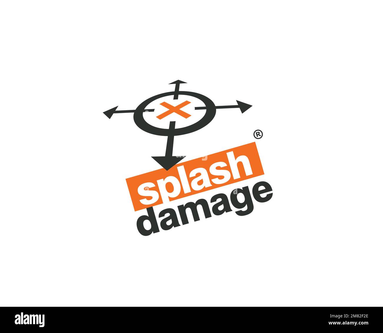 Splash Damage, Rotated Logo, White Background Stock Photo Alamy