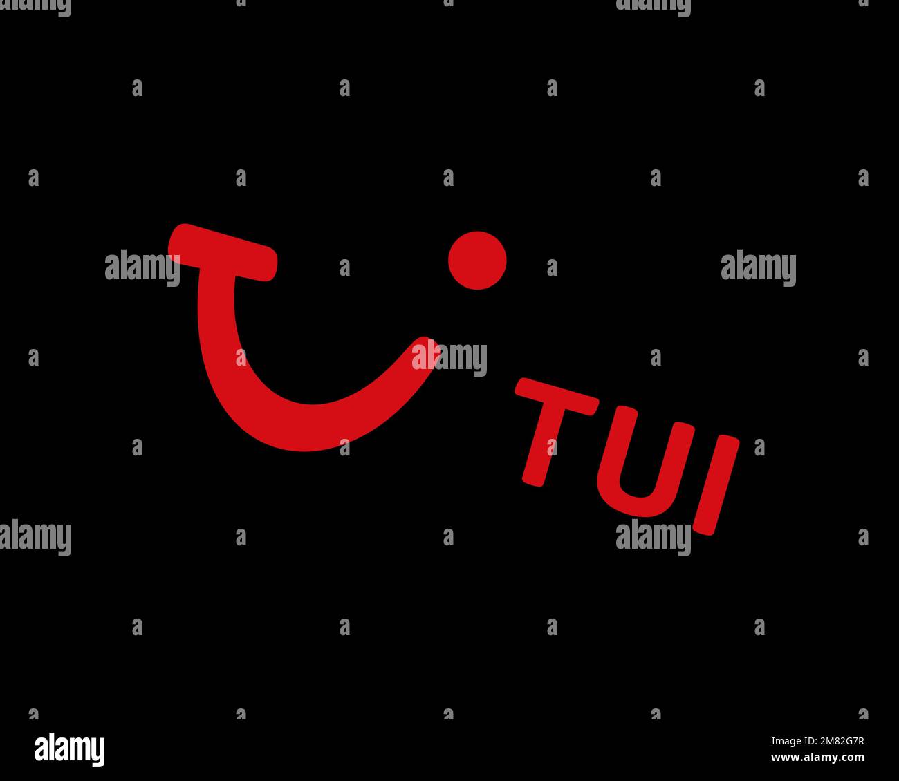 TUI Airways, rotated logo, black background B Stock Photo
