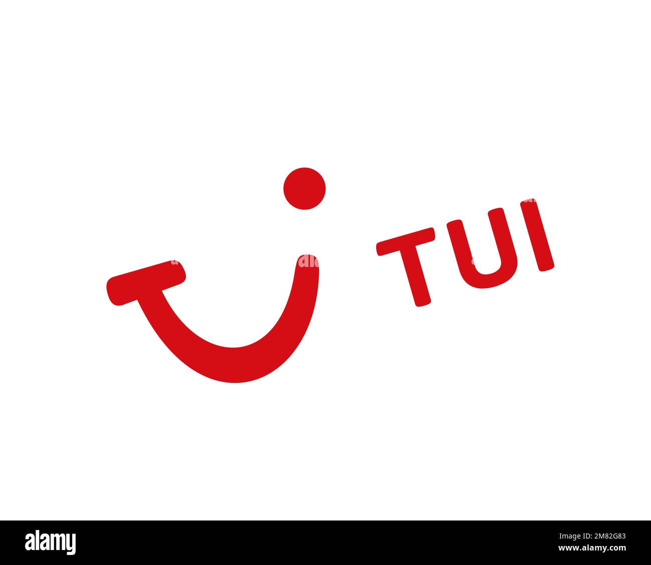 TUI Airways, rotated logo, white background Stock Photo
