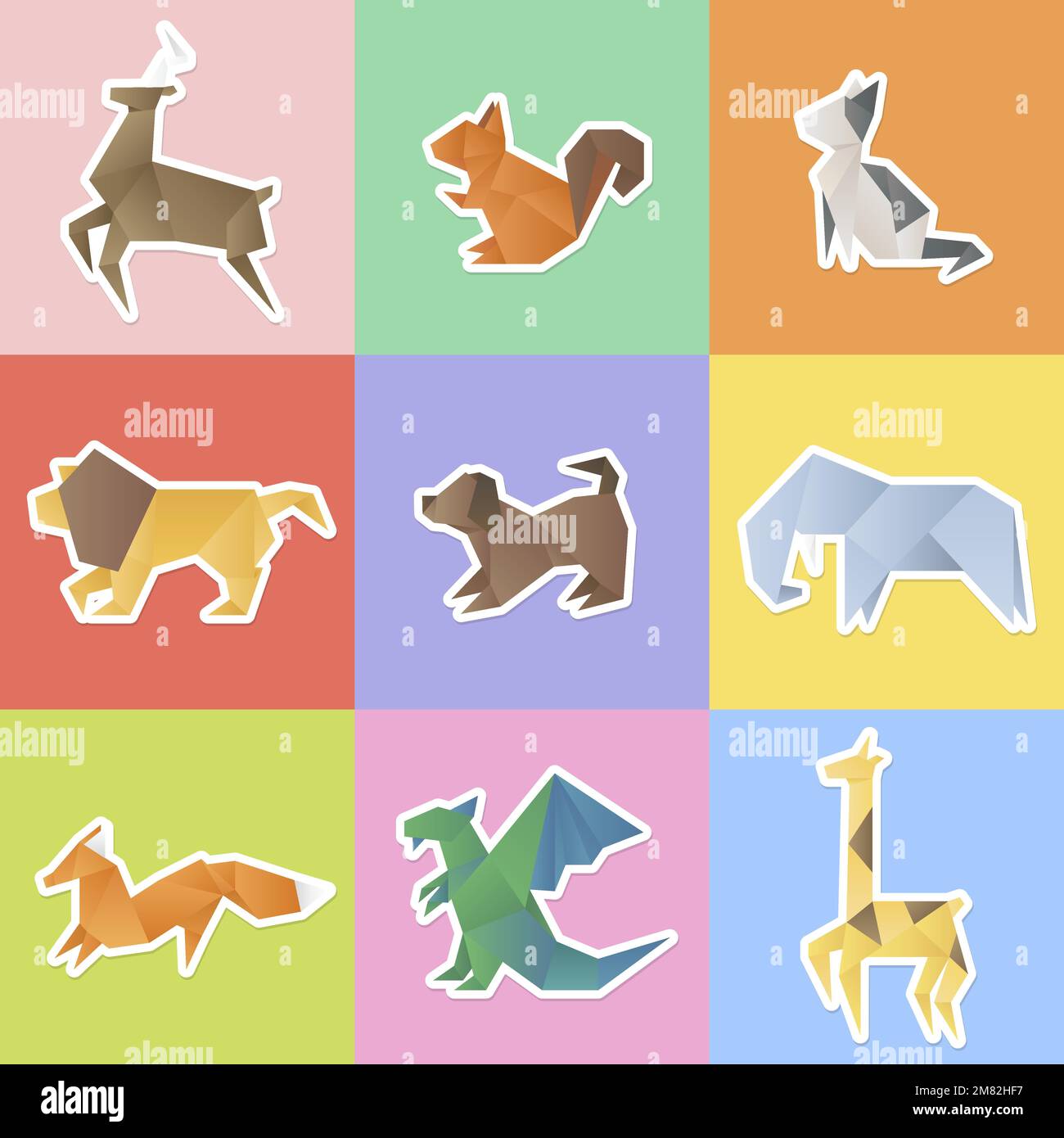 Origami animals sticker vector set Stock Vector Image & Art Alamy