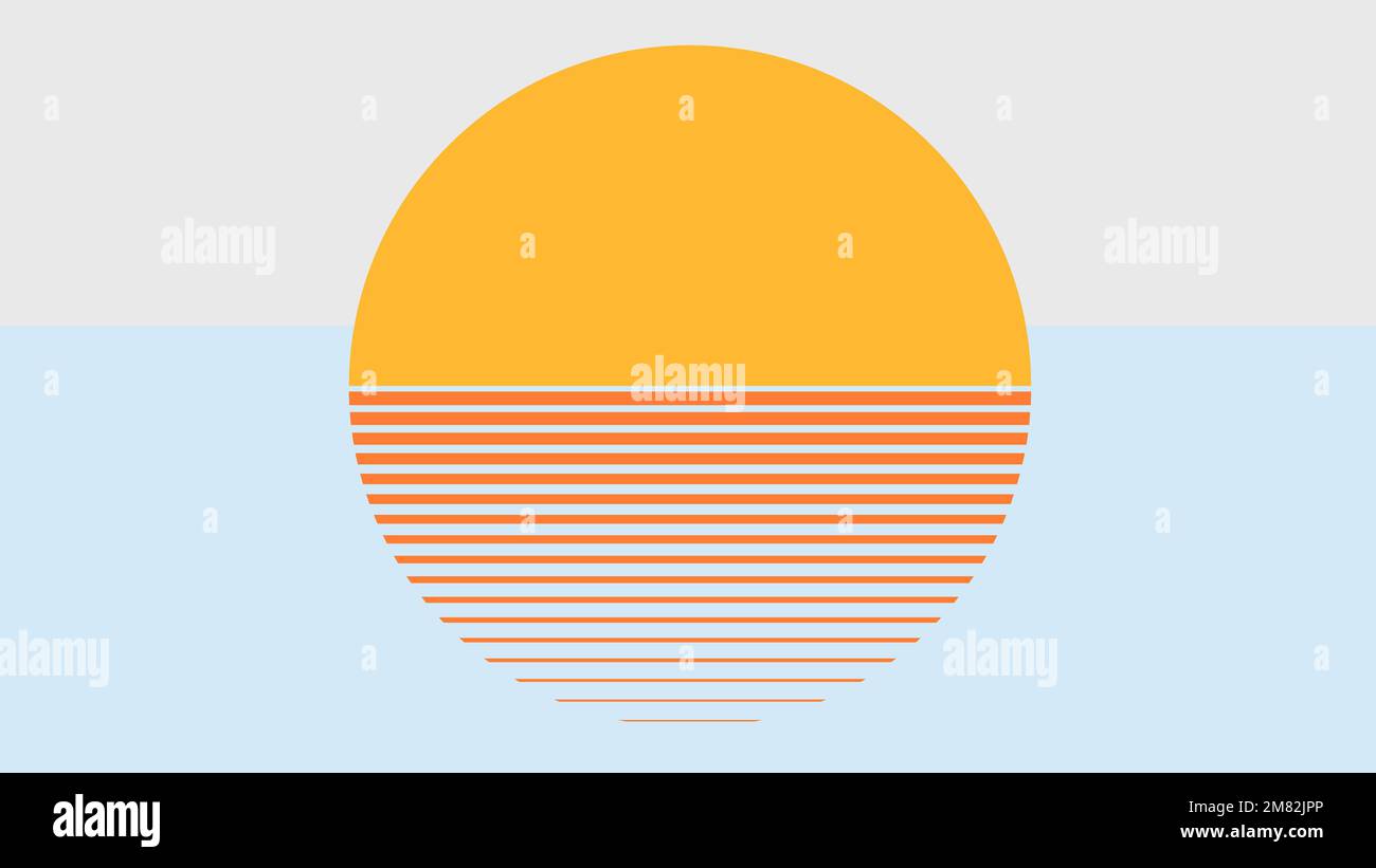 Orange sunset aesthetic vector blue wallpaper Stock Vector