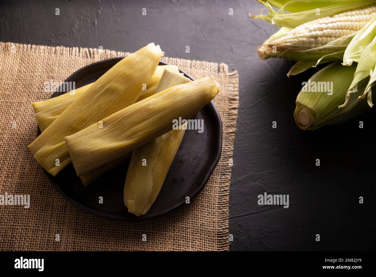 Tamales de Elote, also called Uchepos. Typical Mexican dish. Can be