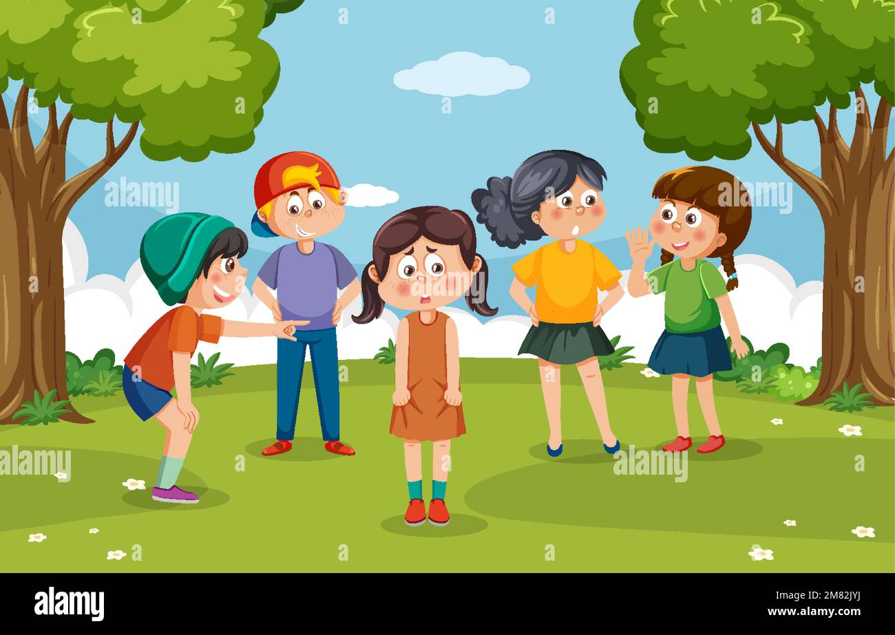 Vector illustration cartoon of children playing hide and seek in the park.  vector de Stock