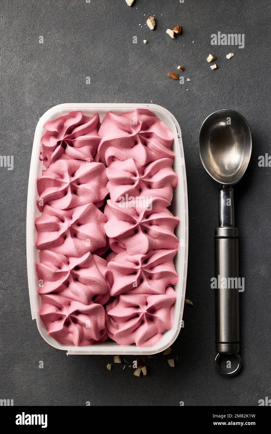 pink ice cream scoop Stock Photo by magone