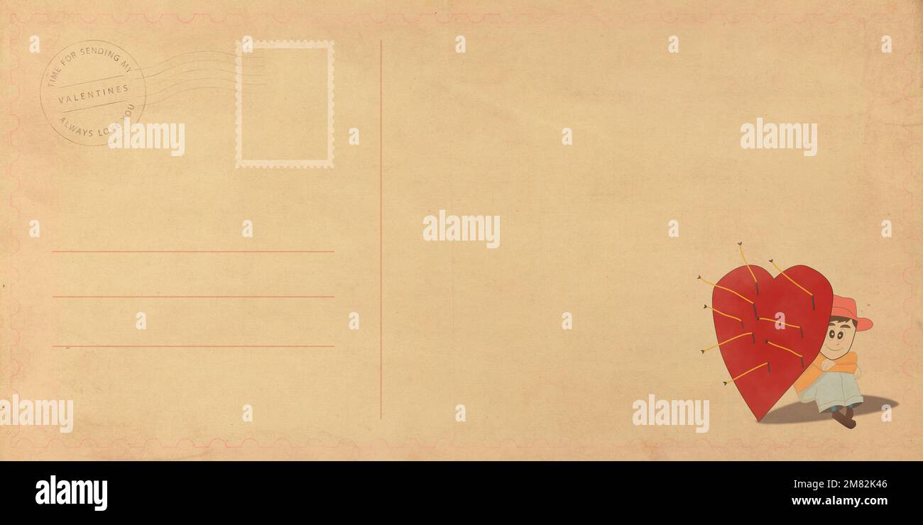 valentine day postcard background, vintage postcard fashion style