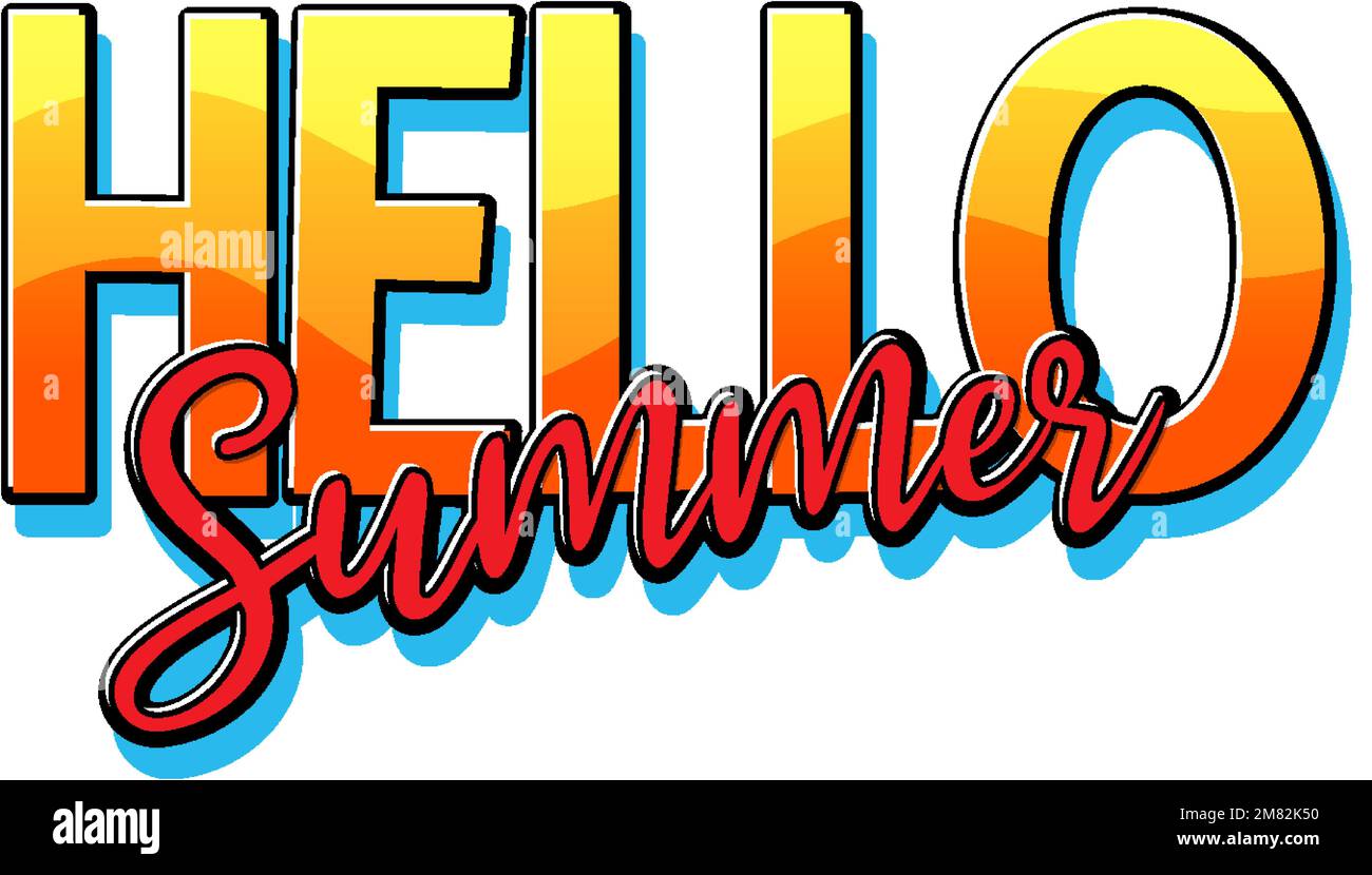 Hello summer text for banner or poster design illustration Stock Vector ...