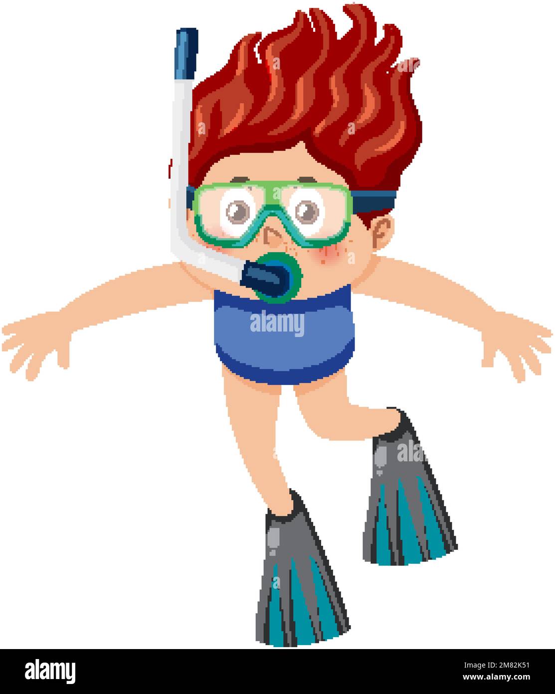 A boy snorkeling cartoon character illustration Stock Vector Image