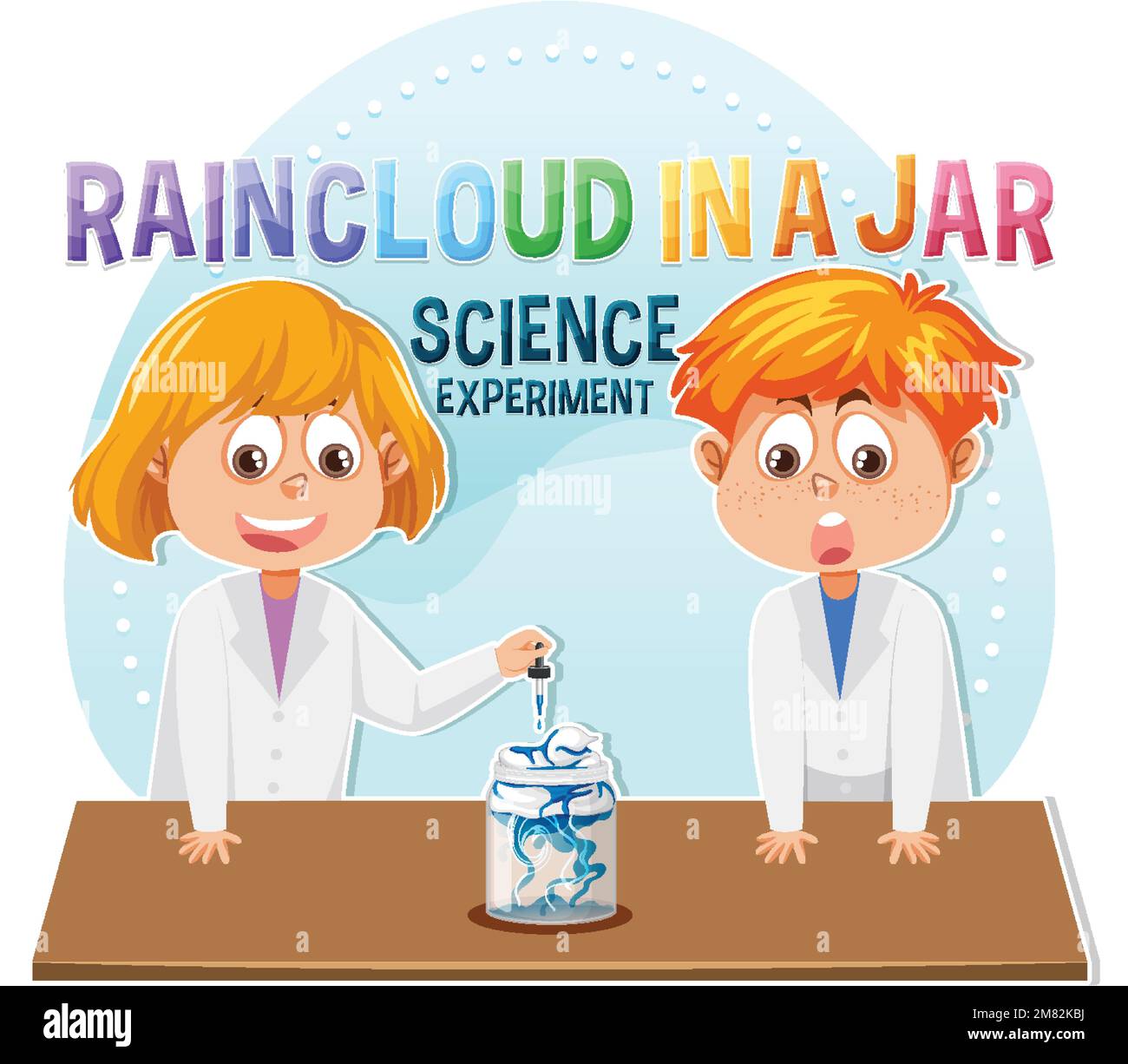 Rain cloud in a jar science experiment illustration Stock Vector Image