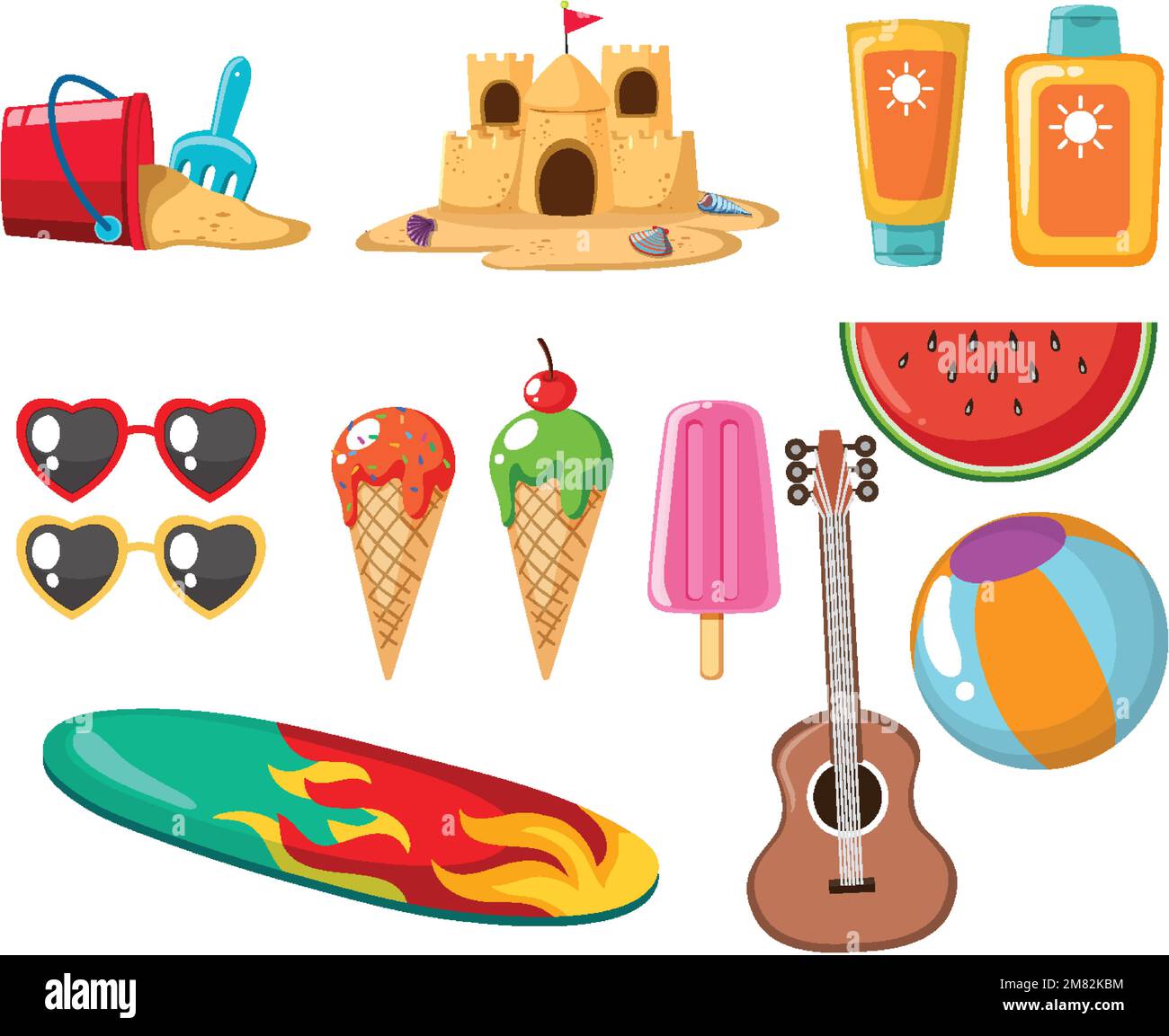 Summer beach icons set illustration Stock Vector Image & Art - Alamy