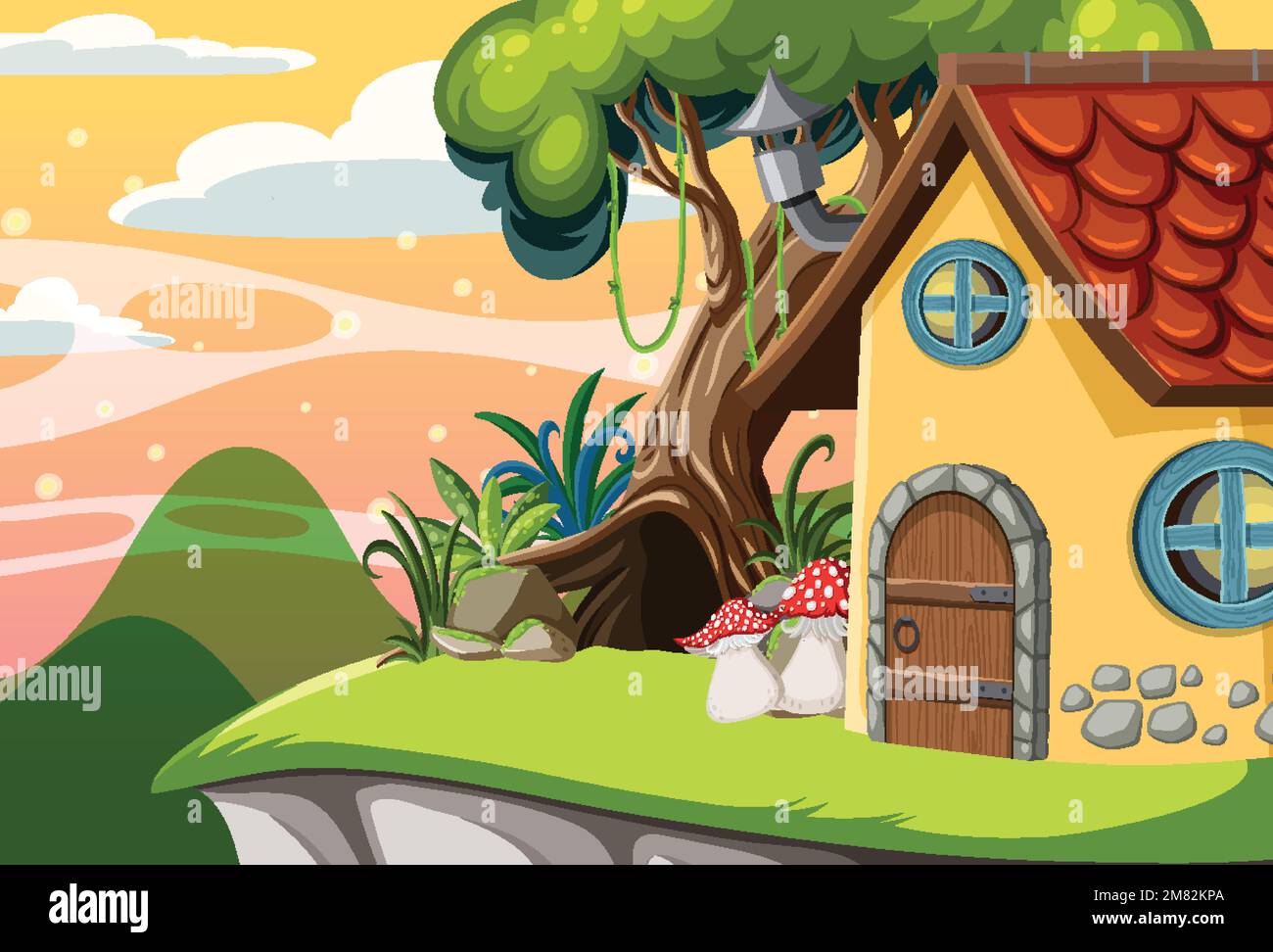 Fairytale house in forest scene illustration Stock Vector Image & Art ...