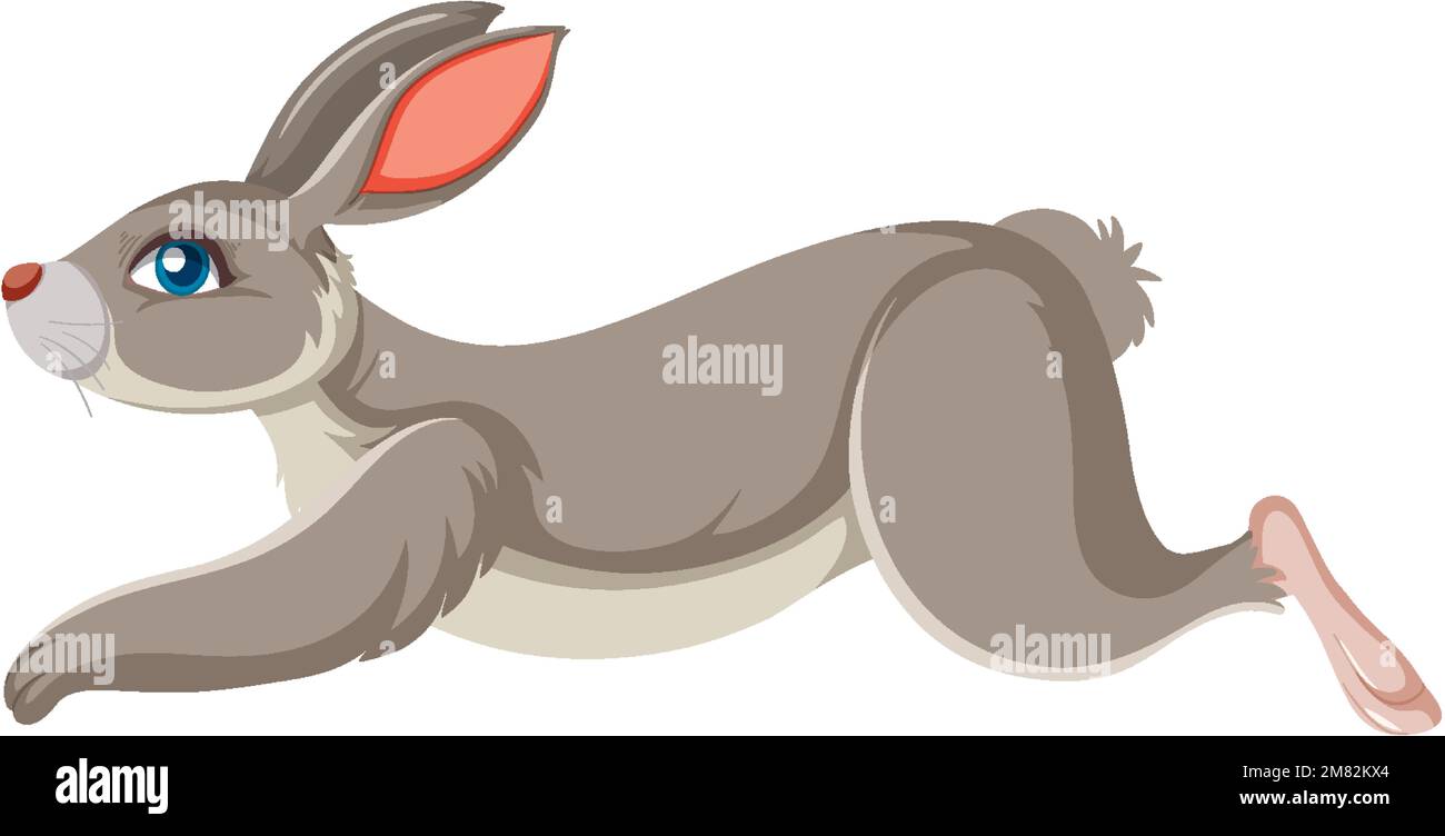Side view of grey rabbit cartoon character illustration Stock Vector ...