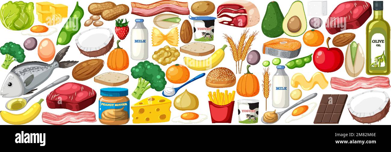 Food vegetable and fruit seamless pattern illustration Stock Vector ...