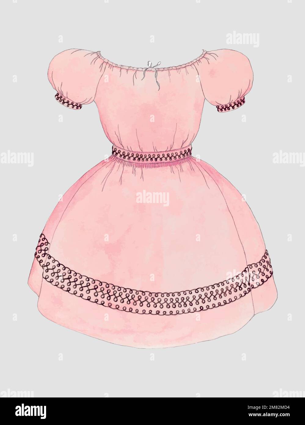 Pink dress vector vintage illustration, remixed from the artwork by