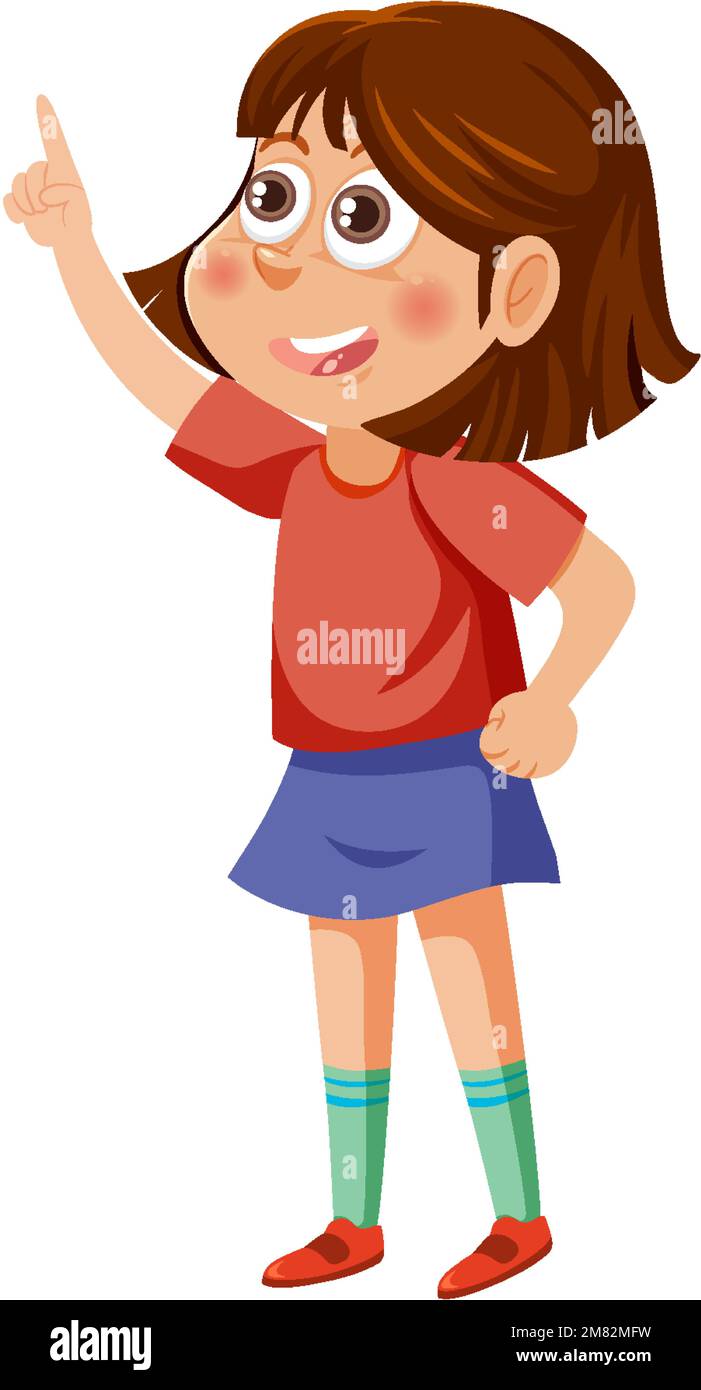 A girl pointing finger cartoon character illustration Stock Vector ...