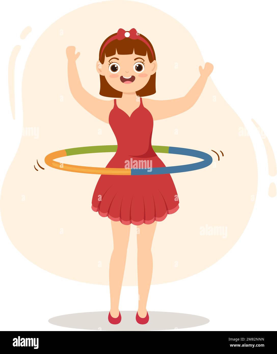 Hula Hoop Illustration with Kids Exercising Playing Hula Hoops and Fitness Training in Sports Activity Flat Cartoon Hand Drawn Templates Stock Vector