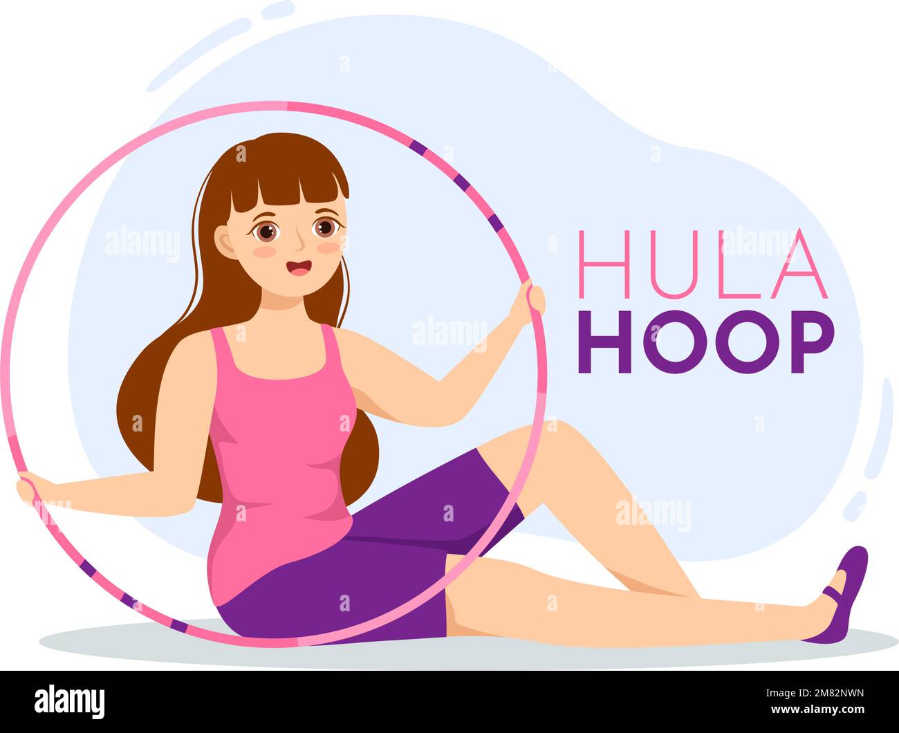 Hula Hoop Illustration with People Exercising Playing Hula Hoops and Fitness Training in Sports Activity Flat Cartoon Hand Drawn Templates Stock Vector