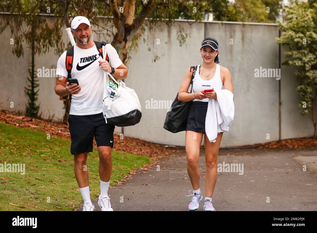 Melbourne, Australia, 12th Jan, 2023. German tennis player Eva Lys (R