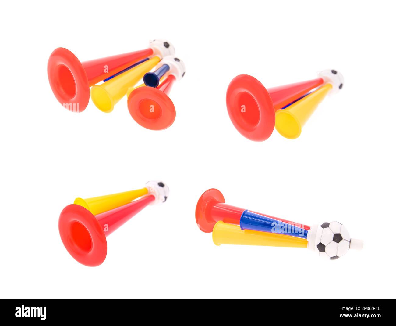 Football soccer triple fan trumpet Stock Photo