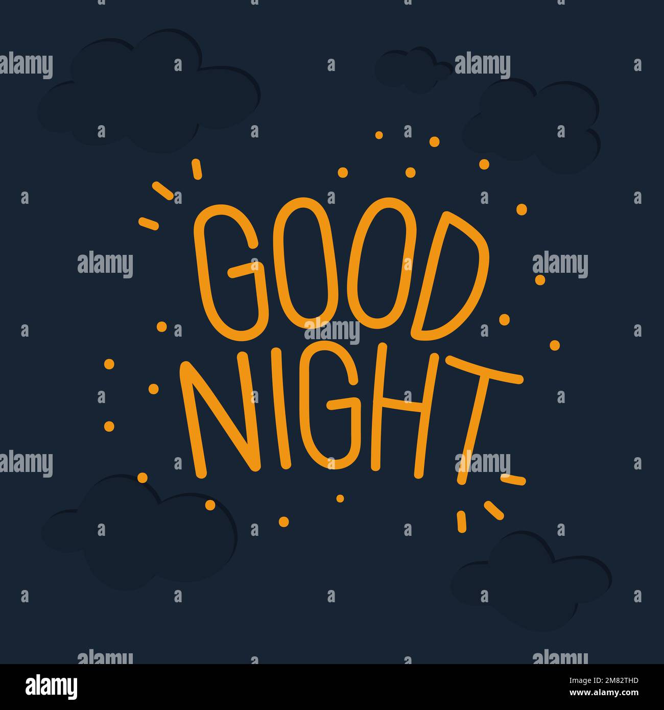 Orange Good night word on a dark blue background vector Stock Vector