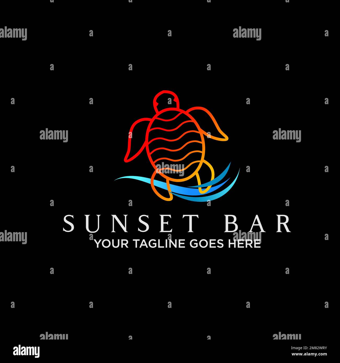 Simple and unique sea or waves with funny turtle line out and shell star graphic icon logo design abstract concept vector stock animal or beach Stock Vector