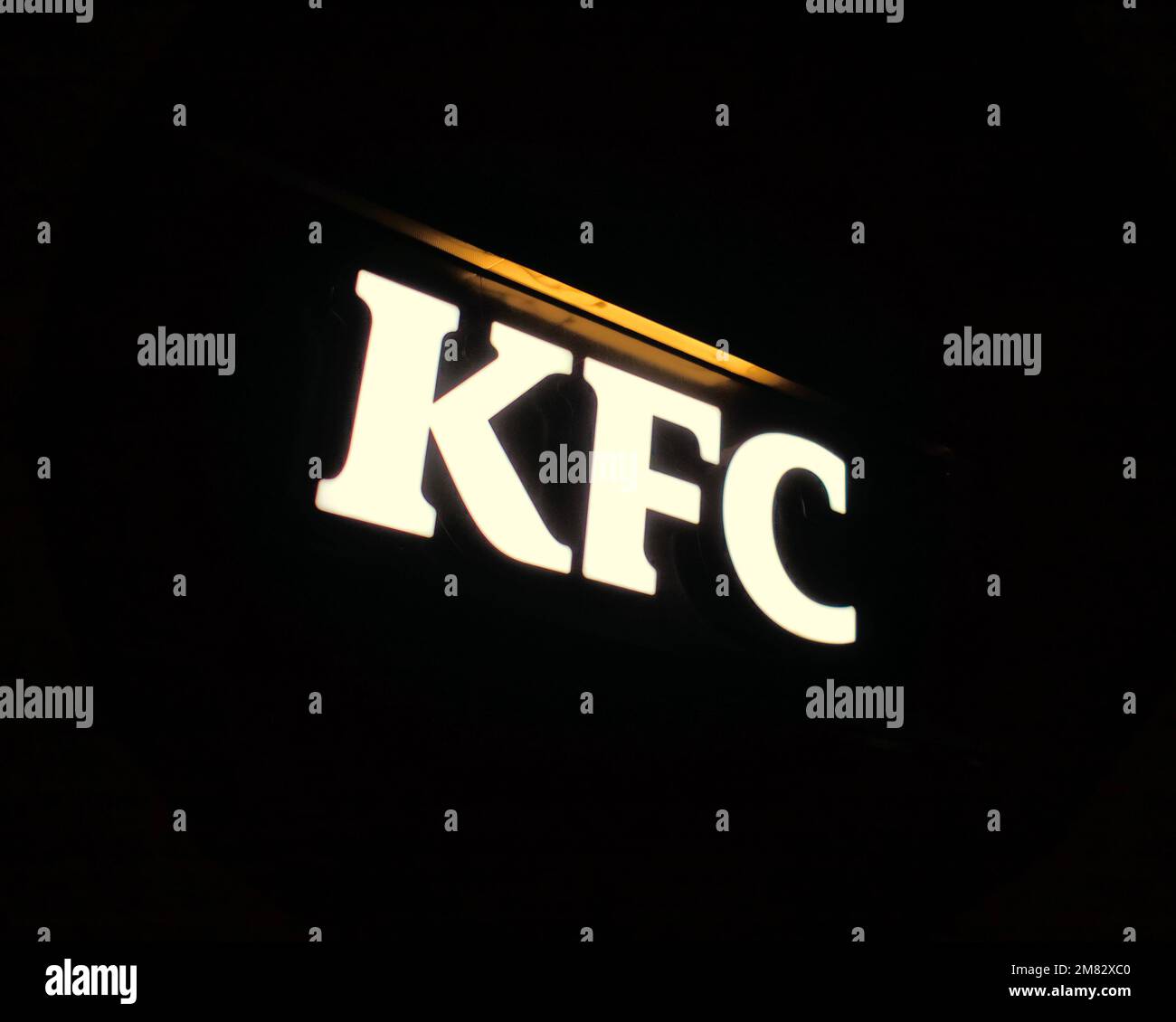 KFC Kentucky fried chicken logo sign text Stock Photo