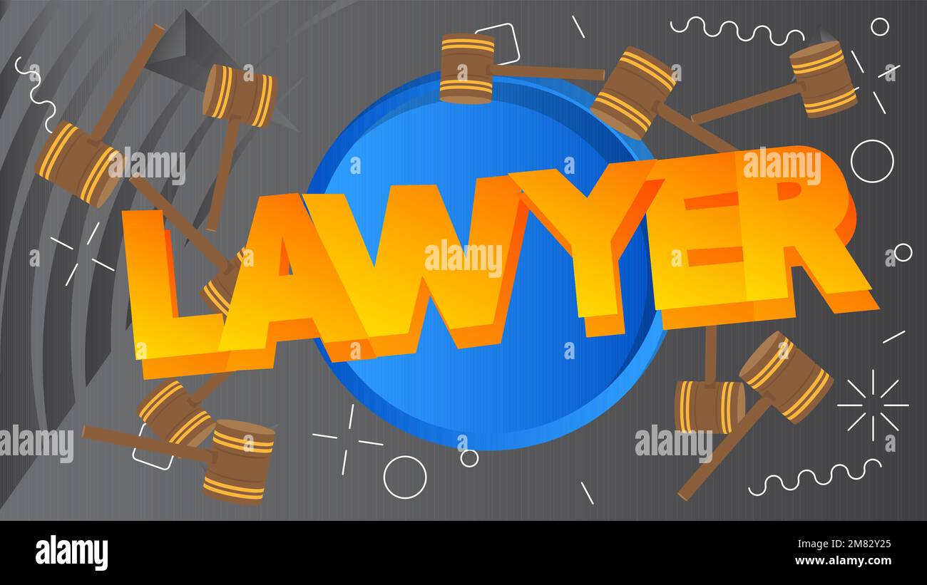 Lawyer. Word written with Children's font in cartoon style Stock Vector