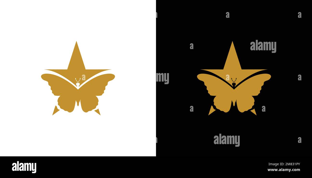 Modern and unique butterfly star logo design Stock Vector