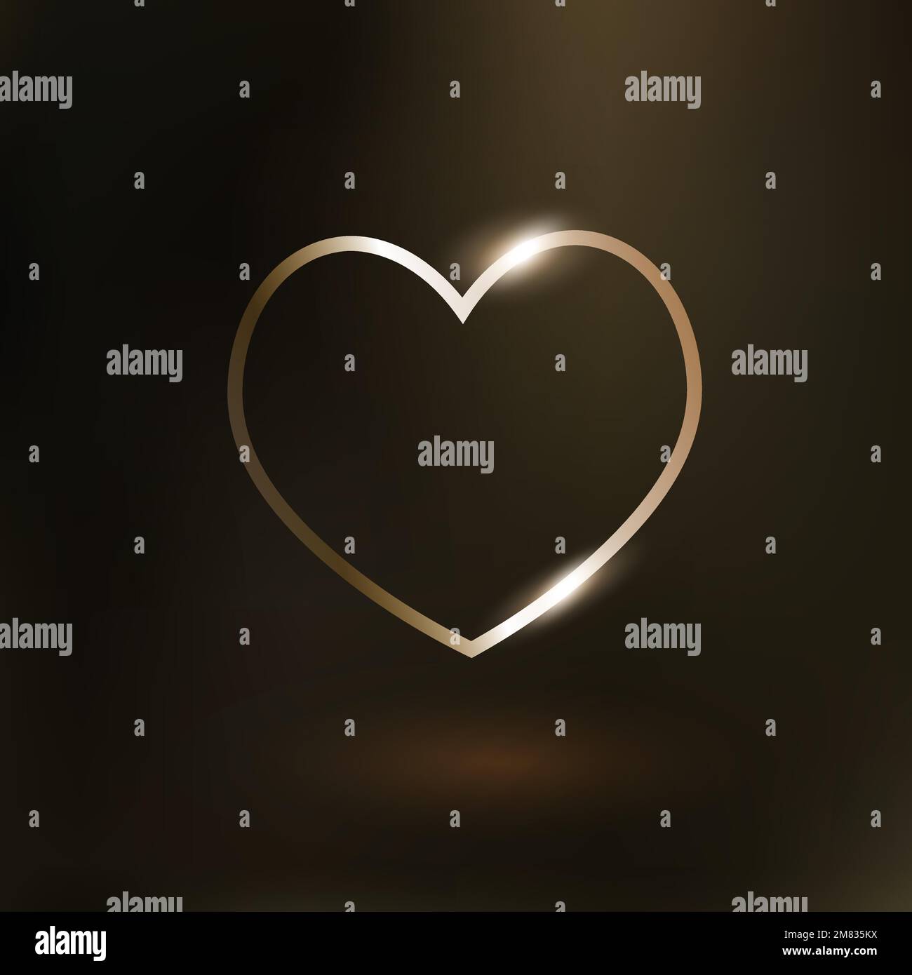 Heart vector technology icon in gold on gradient background Stock Vector