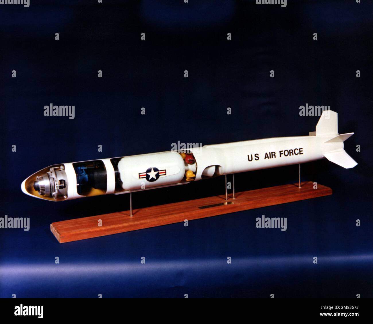 A onequarter scale cutaway model of an antisatellite missile under