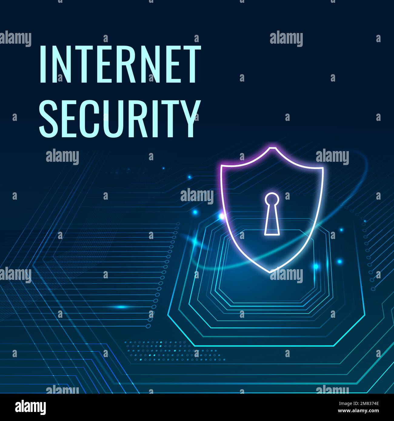 security technology template vector for social media post in dark blue tone Stock