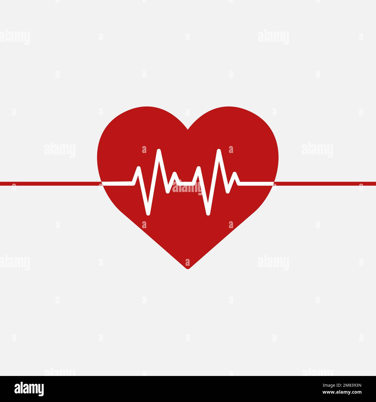 Red medical heartbeat line vector heart shape graphic in health charity concept Stock Vector
