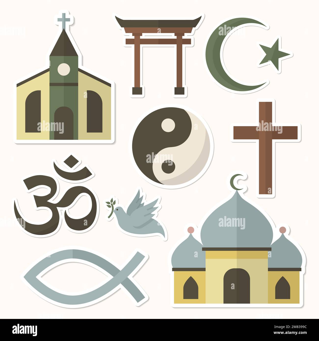 Mixed religious symbols sticker set vector Stock Vector Image & Art Alamy