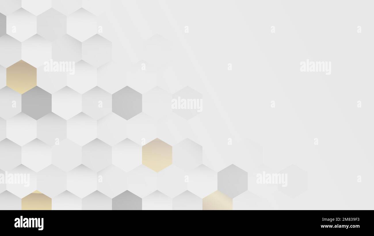 White and gold hexagon pattern background vector Stock Vector