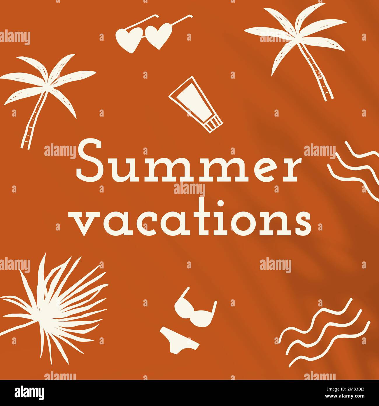 Summer vacation editable template vector in orange social media post Stock Vector